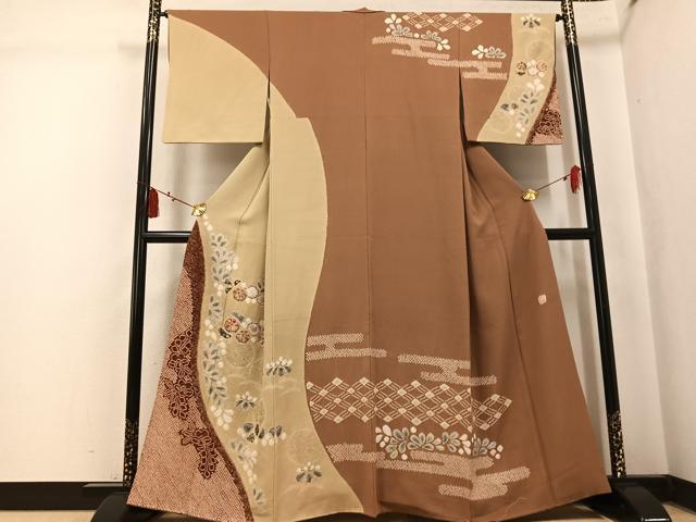 平和屋着物●十日町 名門 滝泰謹製 訪問着 辻が花 絞り 金彩 金糸 正絹 逸品 AABK7055ph