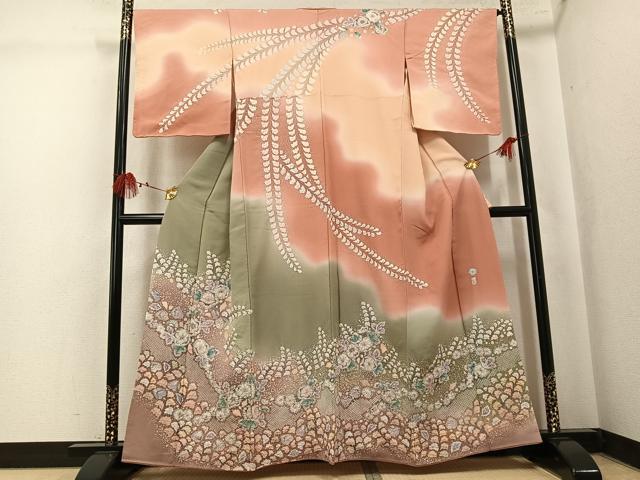 平和屋着物●越後十日町の一流染匠 桐屋・翠山工房 訪問着 辻が花 絞り 暈し染め 正絹 逸品 AABK7056ph