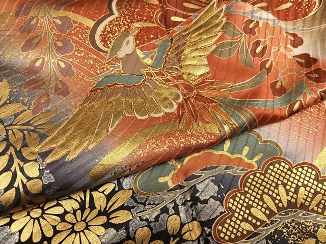 平和屋着物●豪華振袖 駒刺繍 鳳凰草花文 正絹 逸品 AABK7061ph