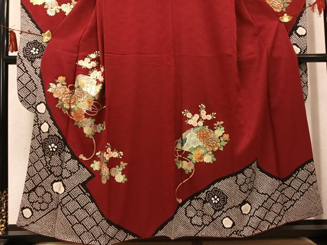 平和屋着物●豪華振袖 絞り 刺繍 貝桶檜扇花文 金銀彩 やまと誂製 正絹 逸品 AABK7066ph