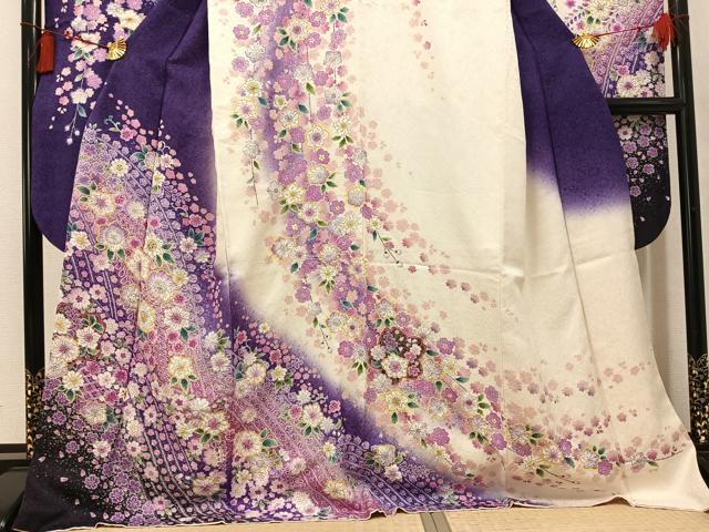 平和屋着物●豪華振袖 辻が花 絞り 暈し染め 銀通し地 正絹 逸品 AABK7070ph