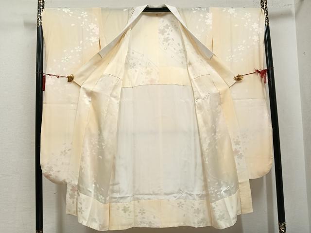 平和屋着物●長振袖用襦袢 無双仕立て 桜地紋 暈し染め 正絹 逸品 AABK7072ph