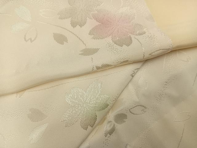 平和屋着物●長振袖用襦袢 無双仕立て 桜地紋 暈し染め 正絹 逸品 AABK7072ph