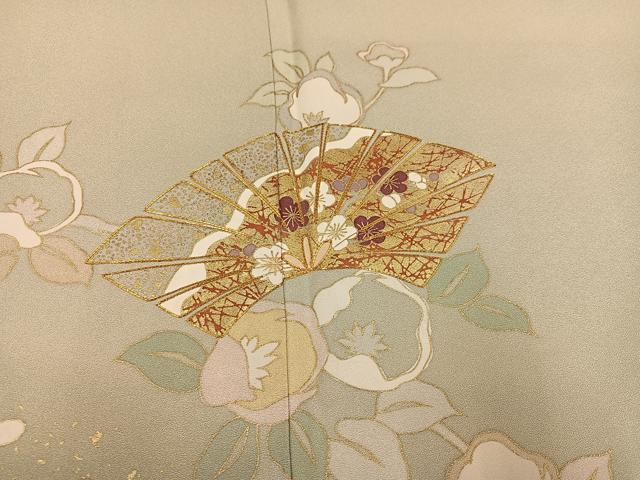 平和屋着物●訪問着 駒刺繍 地紙花文 暈し染め 金彩 正絹 逸品 AABK7079ph