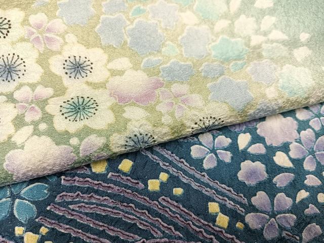 平和屋着物●訪問着 舞桜文 暈し染め 銀通し地 正絹 逸品 AABK7082ph