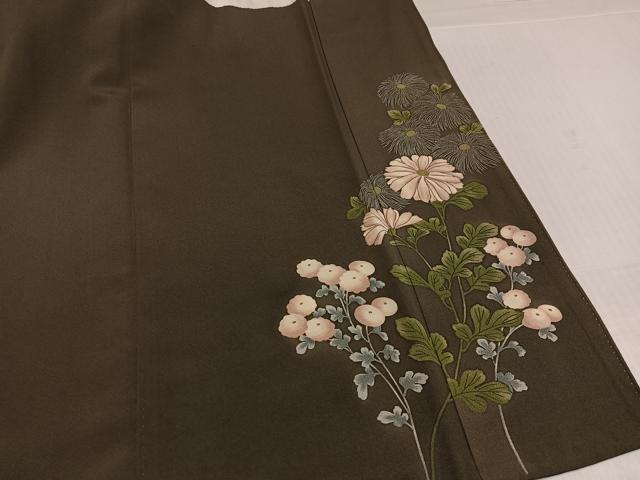 平和屋着物●アンティーク 大正ロマン ファッションデザイナー 花井幸子 訪問着 刺繍 草花文 暈し染め 金糸 正絹 逸品 AABK7087ph