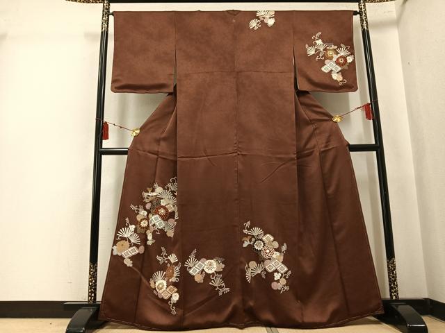 平和屋着物●訪問着 草花文 金彩 正絹 逸品 AABK7089ph