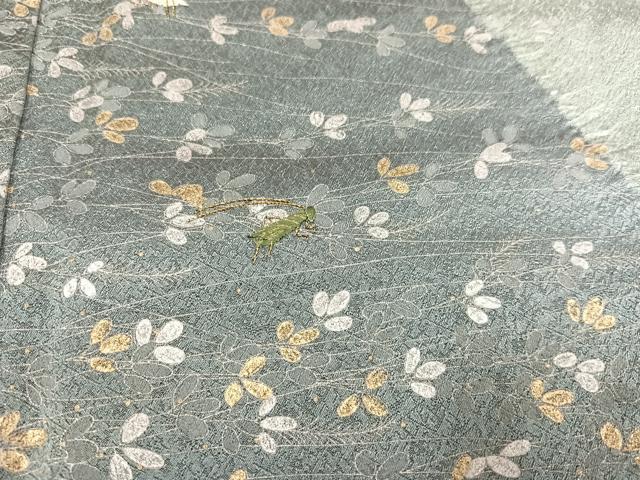 平和屋着物●訪問着 絞り 刺繍 コオロギ 金銀彩 正絹 逸品 AABK7093ph