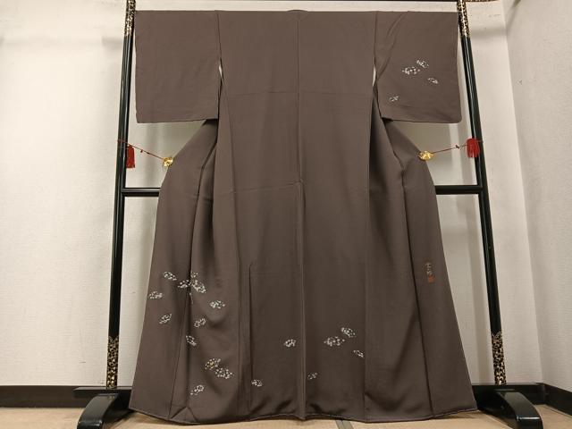 平和屋着物●京友禅作家 元橋宏太郎 訪問着 刺繍 地紙草花文 正絹 逸品 未使用 AABK7104ph