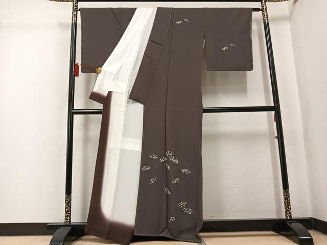 平和屋着物●京友禅作家 元橋宏太郎 訪問着 刺繍 地紙草花文 正絹 逸品 未使用 AABK7104ph