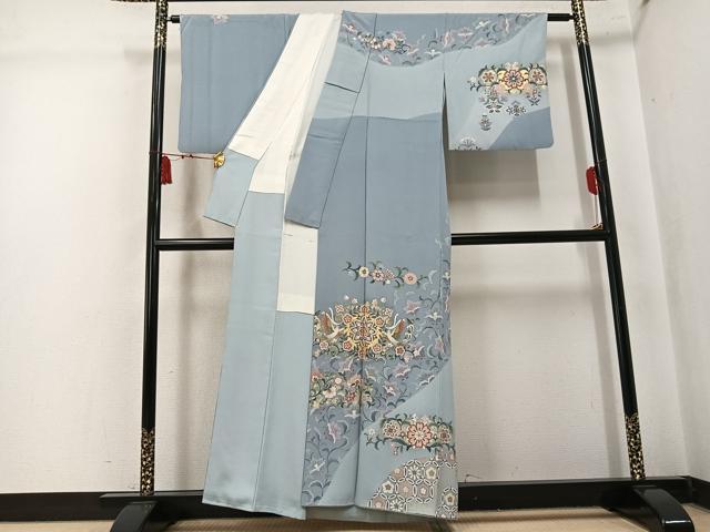 平和屋着物●訪問着 作家物 駒刺繍 鳳凰花唐草文 金彩 正絹 逸品 AABK7107ph