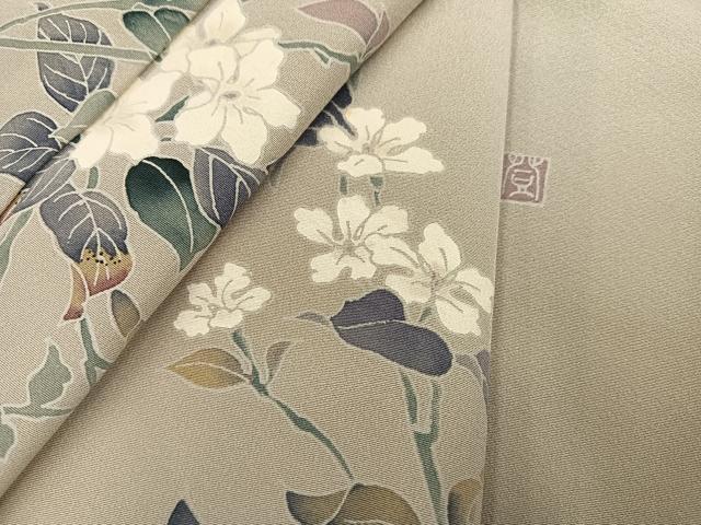 平和屋着物●訪問着 友禅 作家物 枝花文 暈し染め 正絹 逸品 AABK7108ph