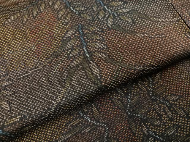 平和屋着物●都喜ヱ門 本場大島紬 7マルキ 草花文 藤絹織物謹製 証紙付き 正絹 逸品 AABK7114ph