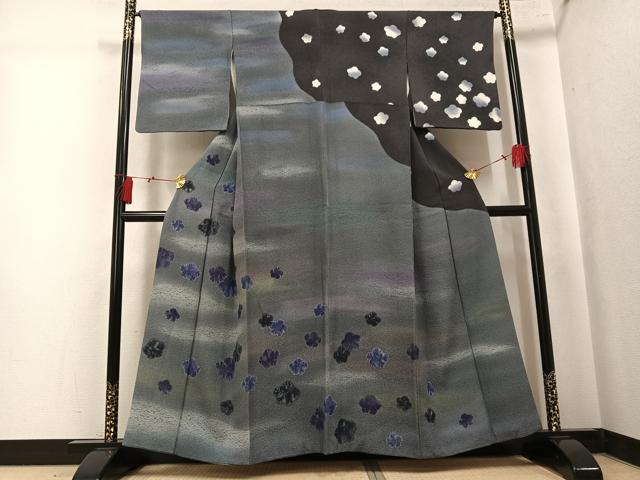 平和屋着物●絞り染色作家 藤井浩 訪問着 梅 暈し染め 正絹 逸品 AABK7125ph