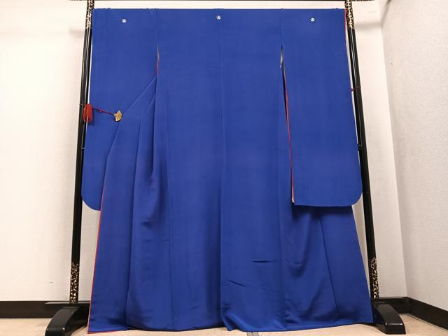 平和屋着物●豪華振袖 色無地 紺藍色 正絹 逸品 AABK7126ph
