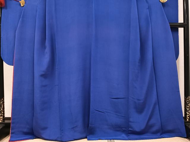 平和屋着物●豪華振袖 色無地 紺藍色 正絹 逸品 AABK7126ph