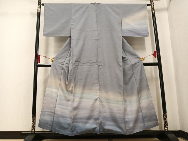 平和屋着物●石川県指定無形文化財 牛首紬 白山工房 手織り 訪問着 霞文 暈し染め 正絹 逸品 AABK7129ph