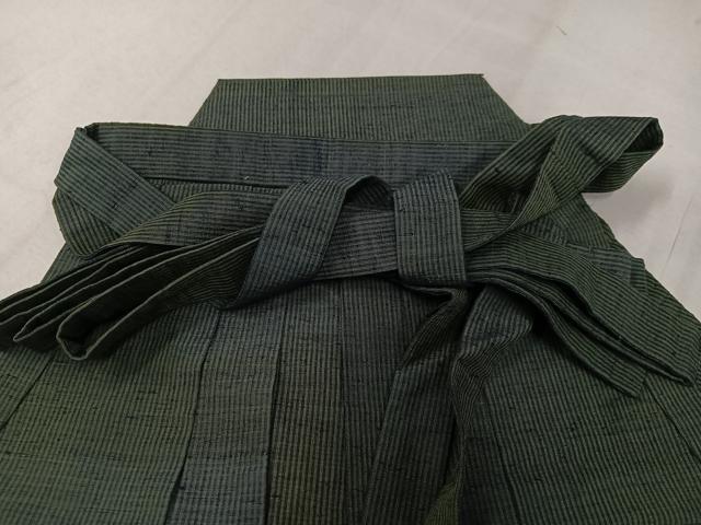平和屋着物●男性 馬乗り袴 紬地 縞 正絹 逸品 AABK7142ph