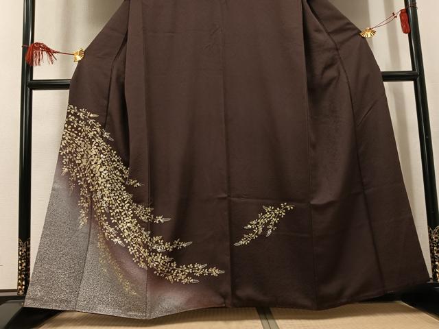 平和屋着物●訪問着 草花文 暈し染め 金銀彩 正絹 逸品 AABK7150ph