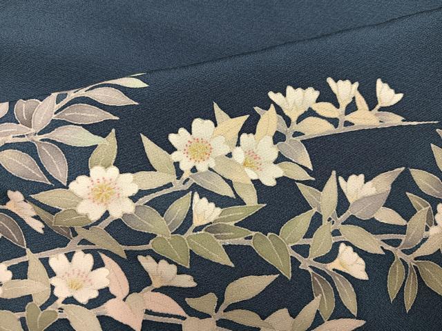 平和屋着物●本加賀友禅作家 柿本市郎 訪問着 草花文 正絹 逸品 AABK7154ph