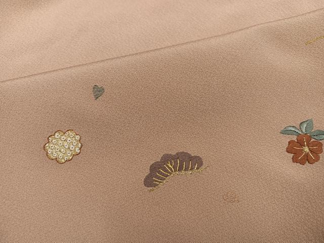 平和屋着物●訪問着 総刺繍 駒刺繍 草花文 金糸 正絹 逸品 AABK7155ph