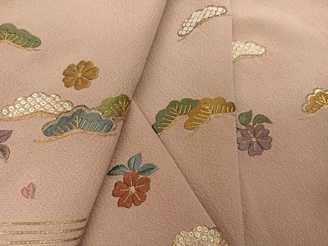 平和屋着物●訪問着 総刺繍 駒刺繍 草花文 金糸 正絹 逸品 AABK7155ph