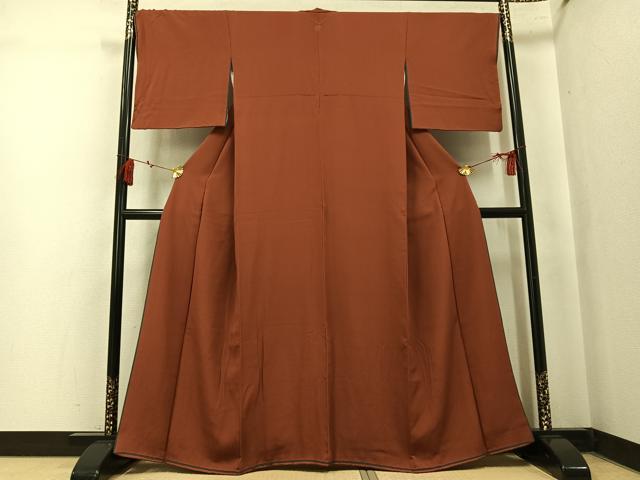 平和屋着物●上質な色無地 雀茶色 やまと誂製 正絹 逸品 AABK7156ph