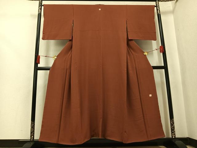 平和屋着物●上質な色無地 作家物 幻の染 岩石染 雀茶色 正絹 逸品 AABK7159ph