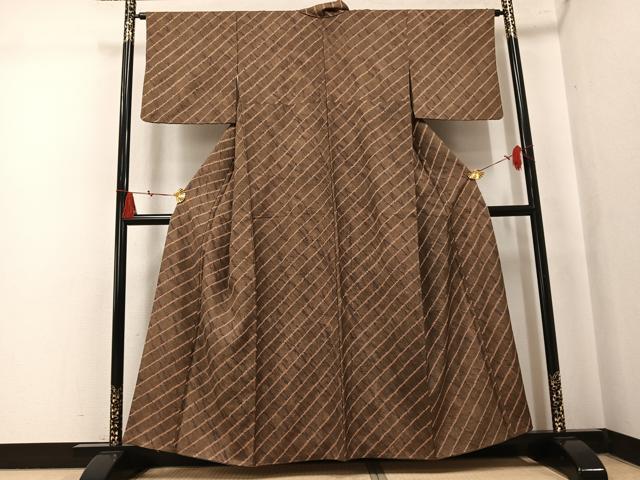 平和屋着物●上質な紬 絞り 竜巻絞り 正絹 逸品 AABK7160ph