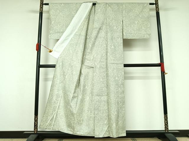 平和屋着物▽お召 単衣 霞文 正絹 逸品 AABK7169jh