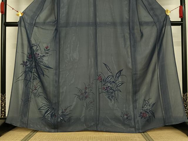 平和屋着物▽訪問着 無双 紗袷 紗×絽 草花文 銀彩 松坂屋扱い 正絹 逸品 AABK7170jh