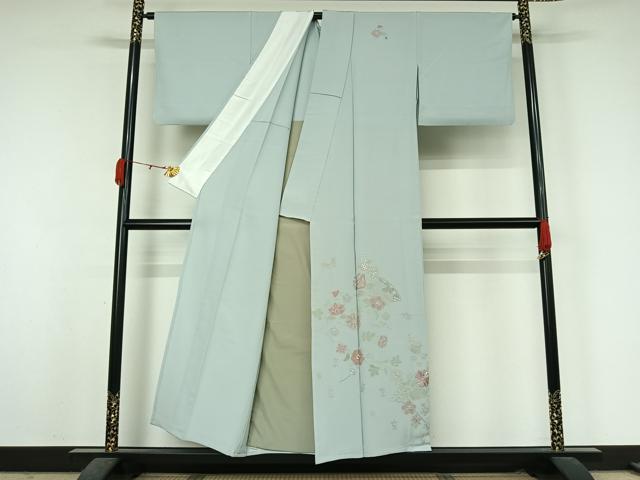 平和屋着物▽訪問着 単衣 中国三大刺繍 汕頭刺繍 スワトウ刺繍 総刺繍 地紙花文 正絹 逸品 AABK7172jh