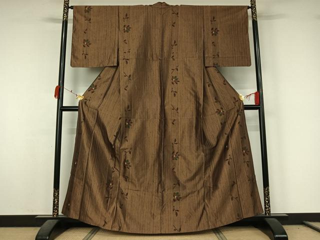 平和屋着物▽上質な紬 単衣 花間道 正絹 逸品 AABK7178jh