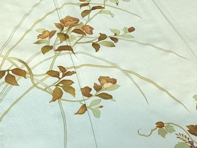平和屋着物▽訪問着 単衣 螺鈿 枝花文 暈し染め 金彩 正絹 逸品 AABK7180jh