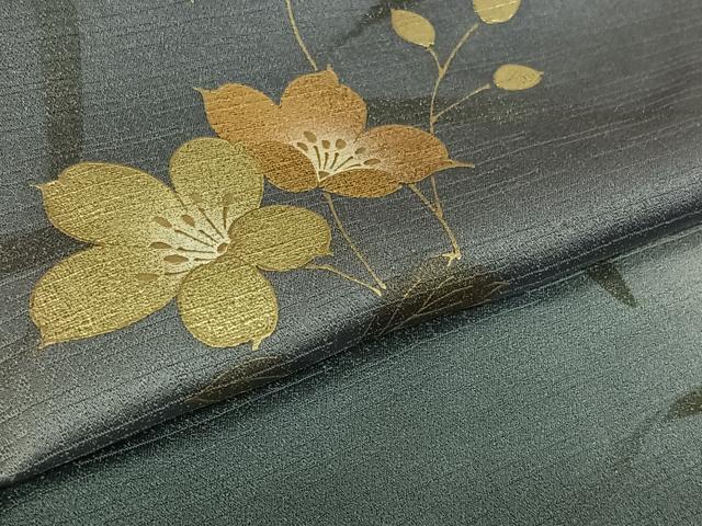 平和屋着物▽訪問着 単衣 草花文 暈し染め 金銀彩 正絹 逸品 AABK7182jh