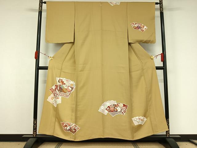 平和屋着物▽訪問着 単衣 地紙花文 金彩 正絹 逸品 AABK7184jh