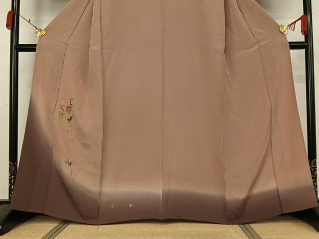 平和屋着物▽訪問着 単衣 中国三大刺繍 相良刺繍 総刺繍 草花文 暈し染め 金糸 正絹 逸品 AABK7185jh