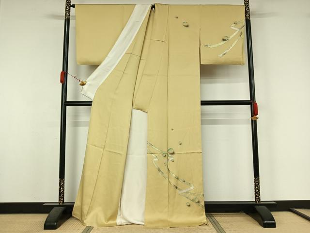 平和屋着物▽訪問着 単衣 水玉文 金彩 ロング丈 正絹 逸品 AABK7189jh