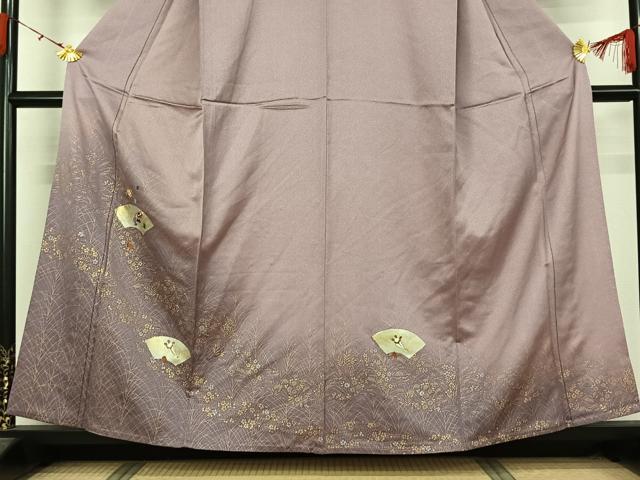 平和屋着物▽訪問着 単衣 駒刺繍 地紙宝尽くし文 暈し染め 金銀彩 正絹 逸品 未使用 AABK7192jh