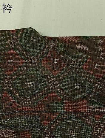 平和屋着物▽上質な紬 単衣 切嵌花文 正絹 逸品 AABK7205jh