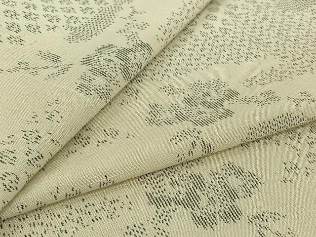 平和屋着物▽上質な紬 単衣 雲取り花文 正絹 逸品 AABK7206jh