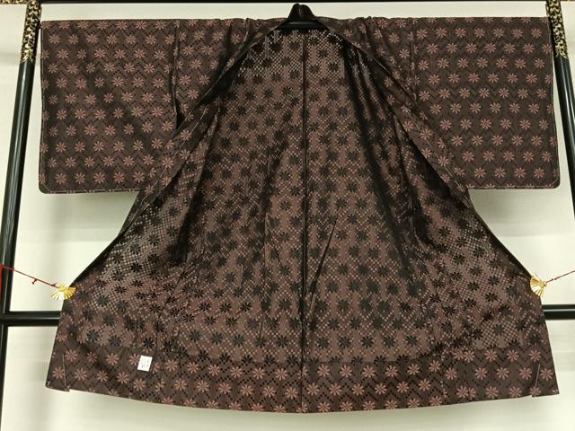 平和屋着物▽羽織 スリーシーズン 春夏秋 塵除け 舞花文 ロング丈 正絹 逸品 未使用 AABK7212jh