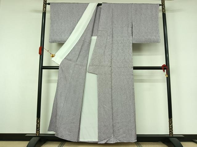 平和屋着物▽名門 藤娘きぬたや・総絞り(杢目絞り) 小紋 単衣 霞文 正絹 逸品 AABK7223jh
