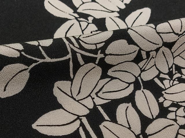 平和屋着物▽上質な小紋 単衣 草花文 黒地 正絹 逸品 AABK7224jh