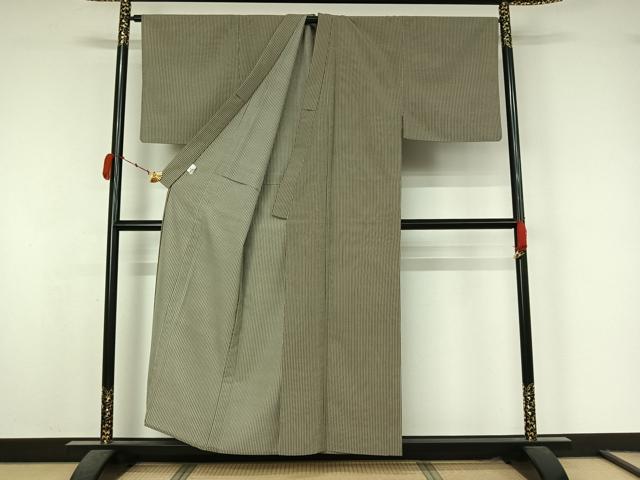 平和屋着物▽男性 小紋 単衣 縞 洗える着物 AABK7229jh
