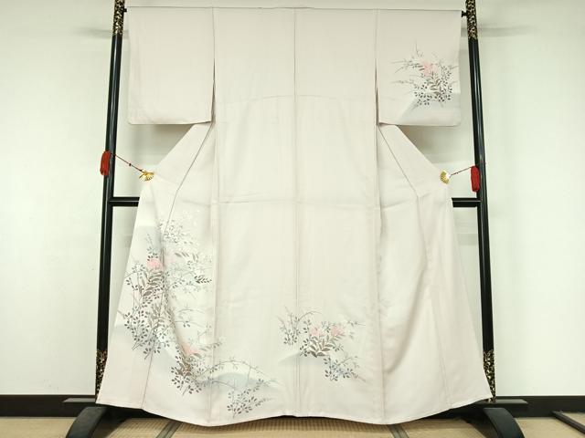 平和屋着物▽訪問着 単衣 草花文 暈し染め 正絹 逸品 AABK7230jh