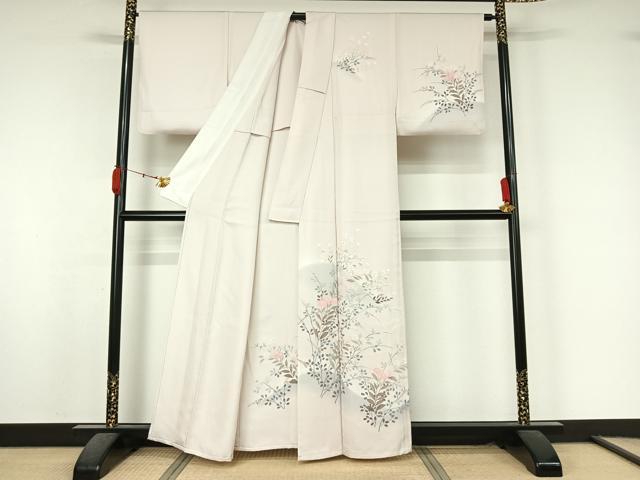 平和屋着物▽訪問着 単衣 草花文 暈し染め 正絹 逸品 AABK7230jh