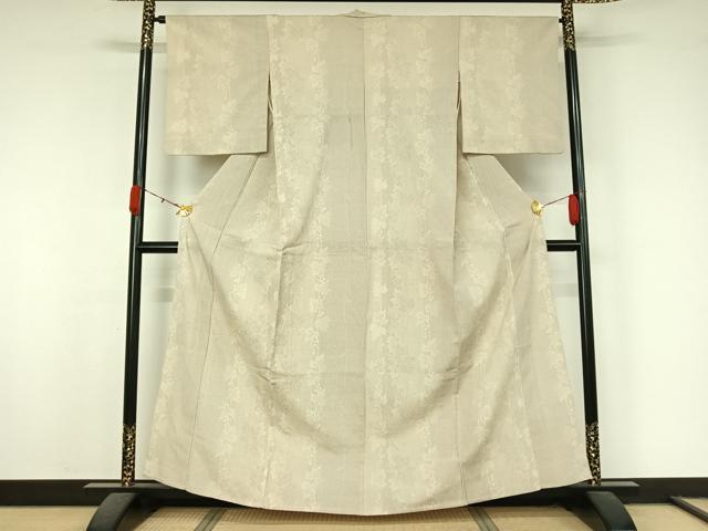 平和屋着物▽本塩沢 単衣 110亀甲 葡萄唐草文 正絹 逸品 AABK7236jh