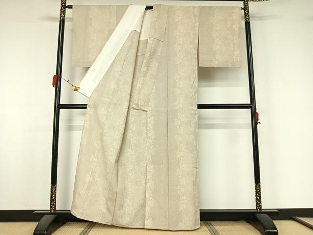 平和屋着物▽本塩沢 単衣 110亀甲 葡萄唐草文 正絹 逸品 AABK7236jh