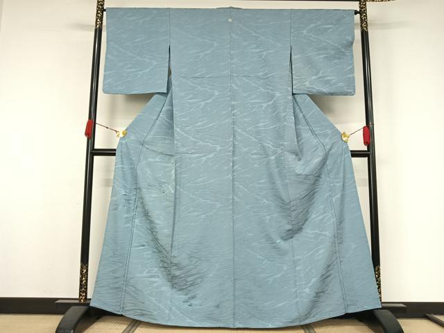 平和屋着物▽上質な色無地 単衣 流水地紋 空色 正絹 逸品 AABK7238jh